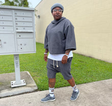 Load image into Gallery viewer, Cropped Oversized “MIDNIGHT” Harem Short Set