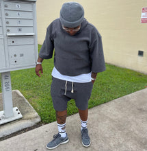 Load image into Gallery viewer, Cropped Oversized “MIDNIGHT” Harem Short Set